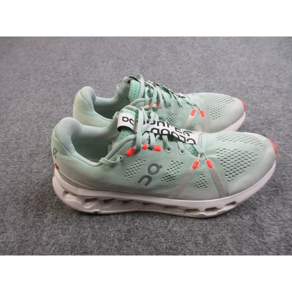 On Cloudsurfer Shoes Mens Size 11.5 Green Orange Running Road Trainers Athletic - Picture 1 of 16